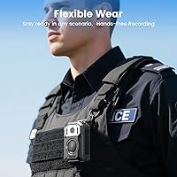 Vista 7 de BOBLOV Cámara corporal de policía M11: cámara corporal de 3.2K con botón grande, grabación de video HD de 10 horas, visión nocturna IR 8, compatible