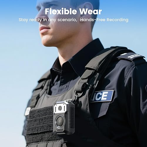 Miniatura 7 de BOBLOV Cámara corporal de policía M11 cámara corporal de 3.2K con botón grande, grabación de video HD de 10 horas, visión nocturna IR 8, compatible