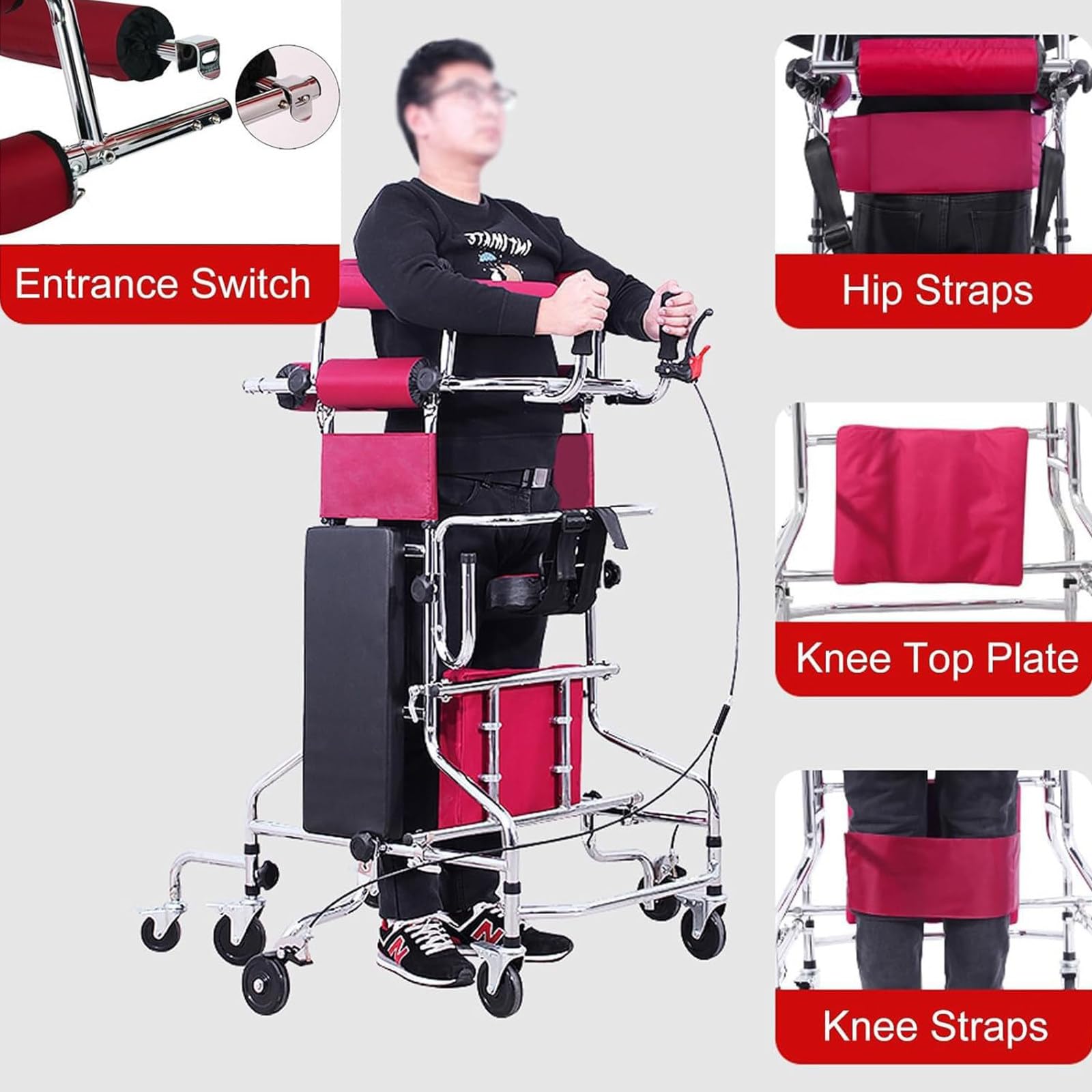 Rollator rehabilitacyjny z mózgowym porażeniem dziecięcym i niedowładem połowiczym Chodzik z hamulcem ręcznym Pomoce treningowe 8 kółek Chodzik dla osób starszych Rehabilitacja