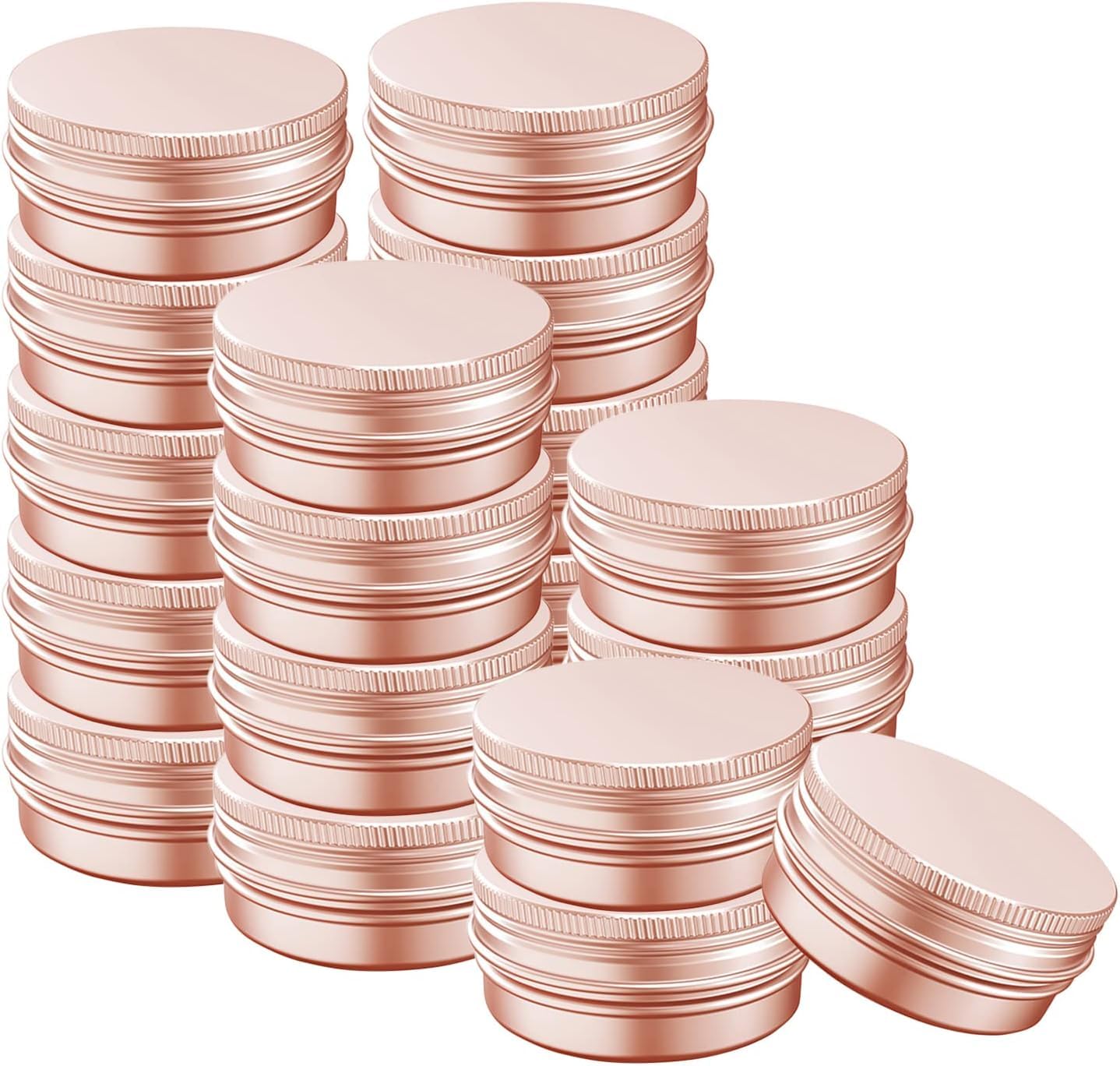 - 2 Ounce Aluminum Tin Jar with Screw Cap 60mL Tin Cans Refillable Containers for Cosmetic, Lip Balm, Cream, Lotion, Balms, Spices, Salve, Rose Gold 80 Pcs