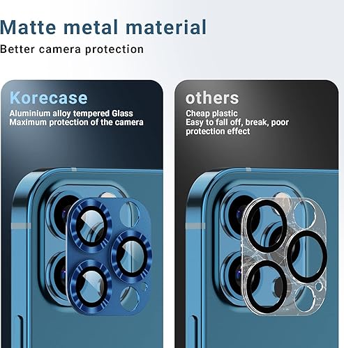 Miniatura 3 de Korecase Protector de lente de cámara para iPhone 12 Pro Max, película de vidrio templado de metal para cámara, protector de lente trasera