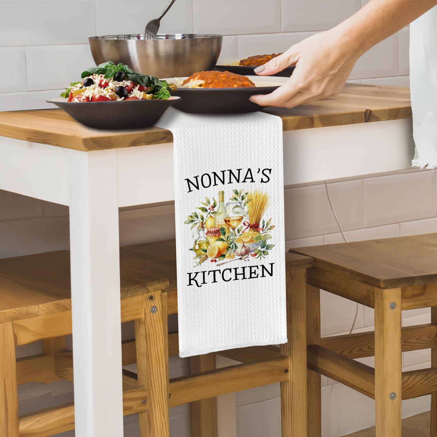 Nonna's Grandma Kitchen Towels, Italian Grandma Gifts from Grandkids Dish Tea Towels, Nonna Grandmother Gifts for Birthday Christmas Decorative Hand Towel for Kitchen, 16x24 Inch