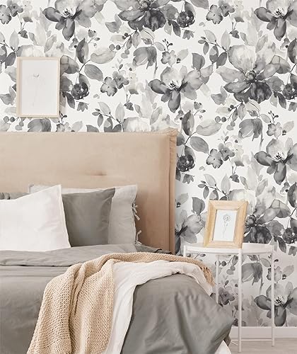 Miniatura 4 de NextWall Papel tapiz de flores de acuarela para despegar y pegar tinta