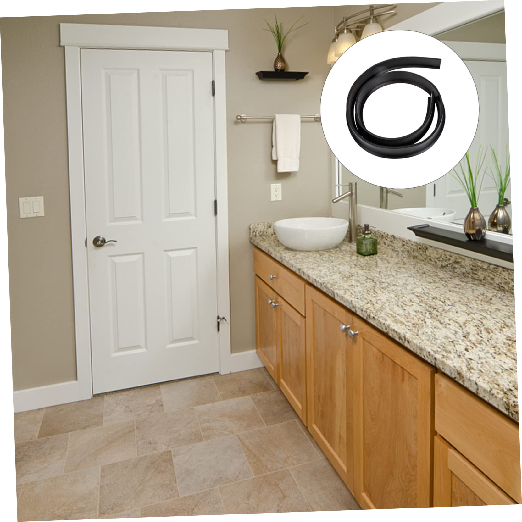 Tofficu Bendable Bathroom Floor Rubber Sealing Strip Flexible Water Retaining Barrier for Door Draft Stopping for Curbless Showers and Design