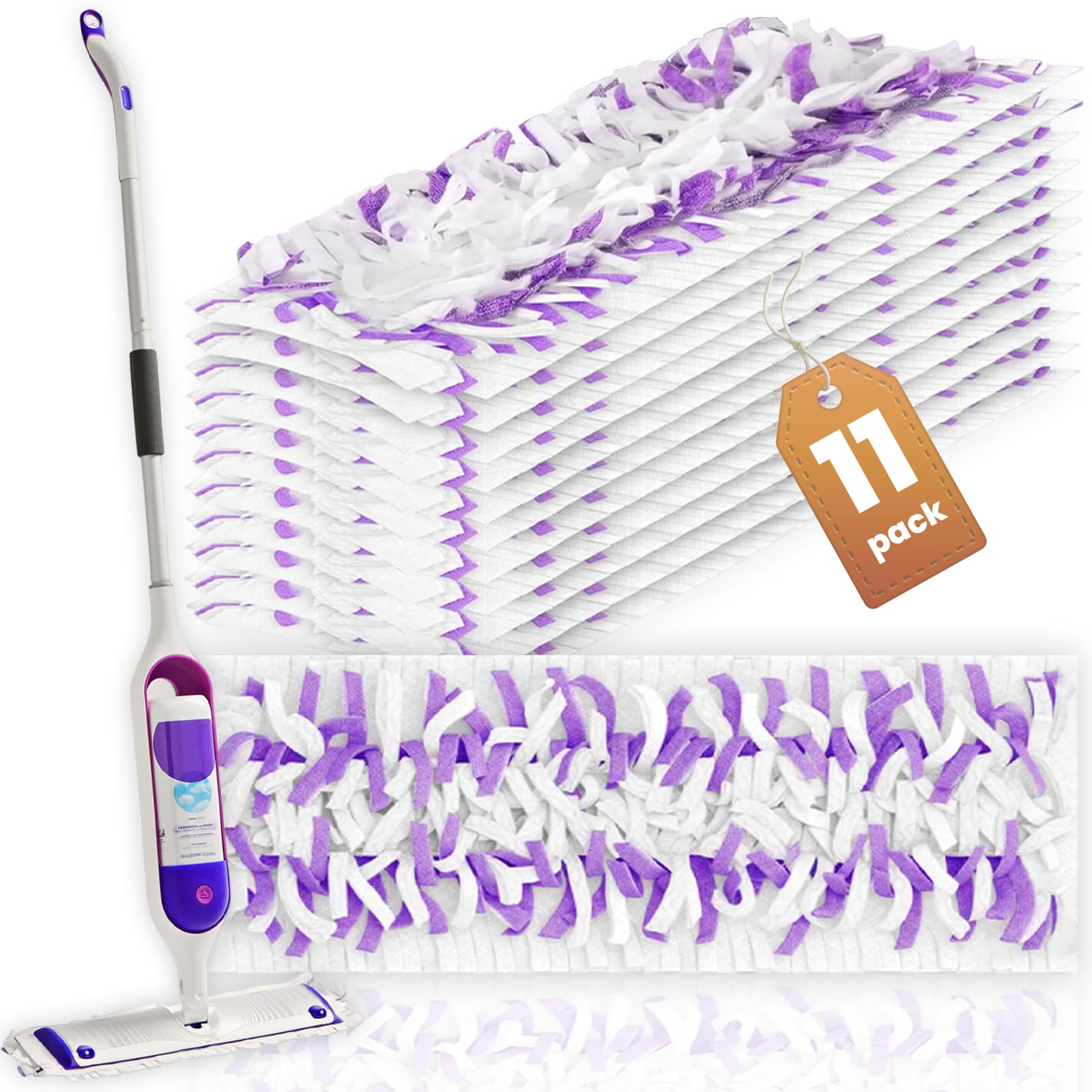 Disposable Floor Mop Pads,11 Count,Compatible with Swiffer Power Mop , All Purpose Multi-Surface,Hardwood,Replacement Spray Pad Refill