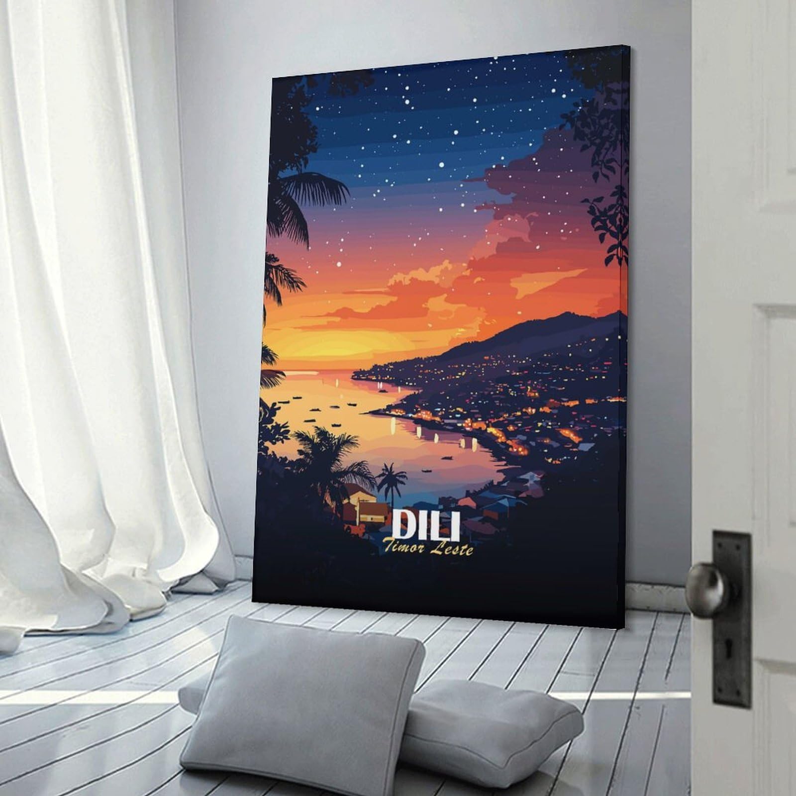 Junmoney Dili, Timor Leste at Sunset Home Decor Wall Art, 24x36inch(60x90cm), for Living Room, Bedroom Or Home Office, Home Decor Gift with Stylish Appeal