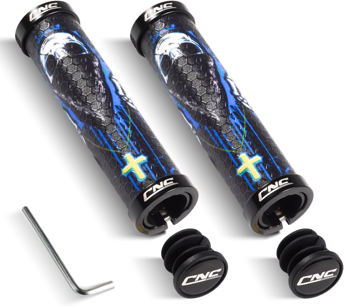 Chooee 3D Mountain Bike Grips,130mm Silicone MTB Handlebar Grip,Double Lock on Bicycle Comfortable Handle bar Grip
