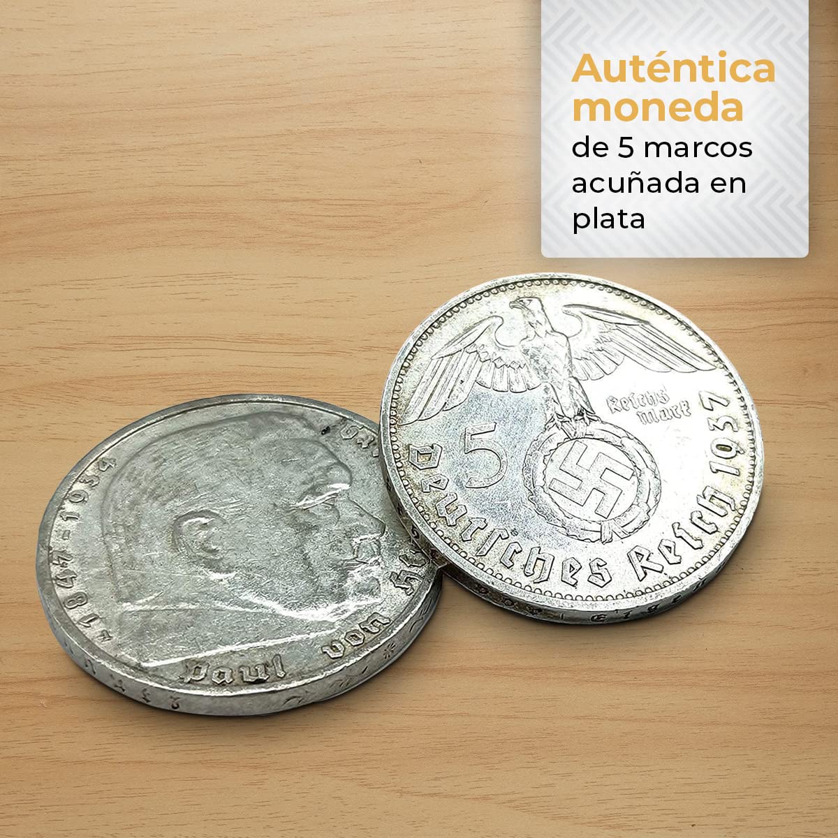 Moneda de plata de 5 Reichsmark | Colección histórica alemana 1936-1939 | 625 plata | Certificado de autenticidad