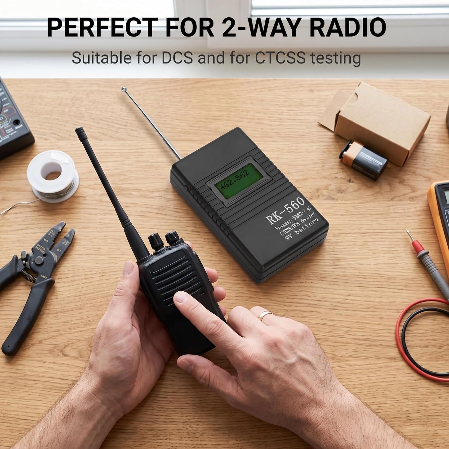 Portable Handheld Frequency Counter,50MHz-2.4Ghz Frequency Accurate Radio Frequency Test,with Antenna One-Key,Suitable for DCS and CTCSS Testing
