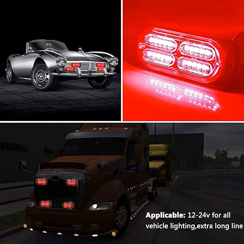Miniatura 7 de 24 luces estroboscópicas LED para camiones, vehículos, SUV, 4 piezas, luces de advertencia de emergencia, precaución, peligro, construcción, ultra