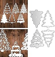 Vista 7 de hinana Juego de 4 troqueles de metal para árbol de Navidad, troqueles de corte de árbol de Navidad, plantillas para bricolaje álbumes de recortes