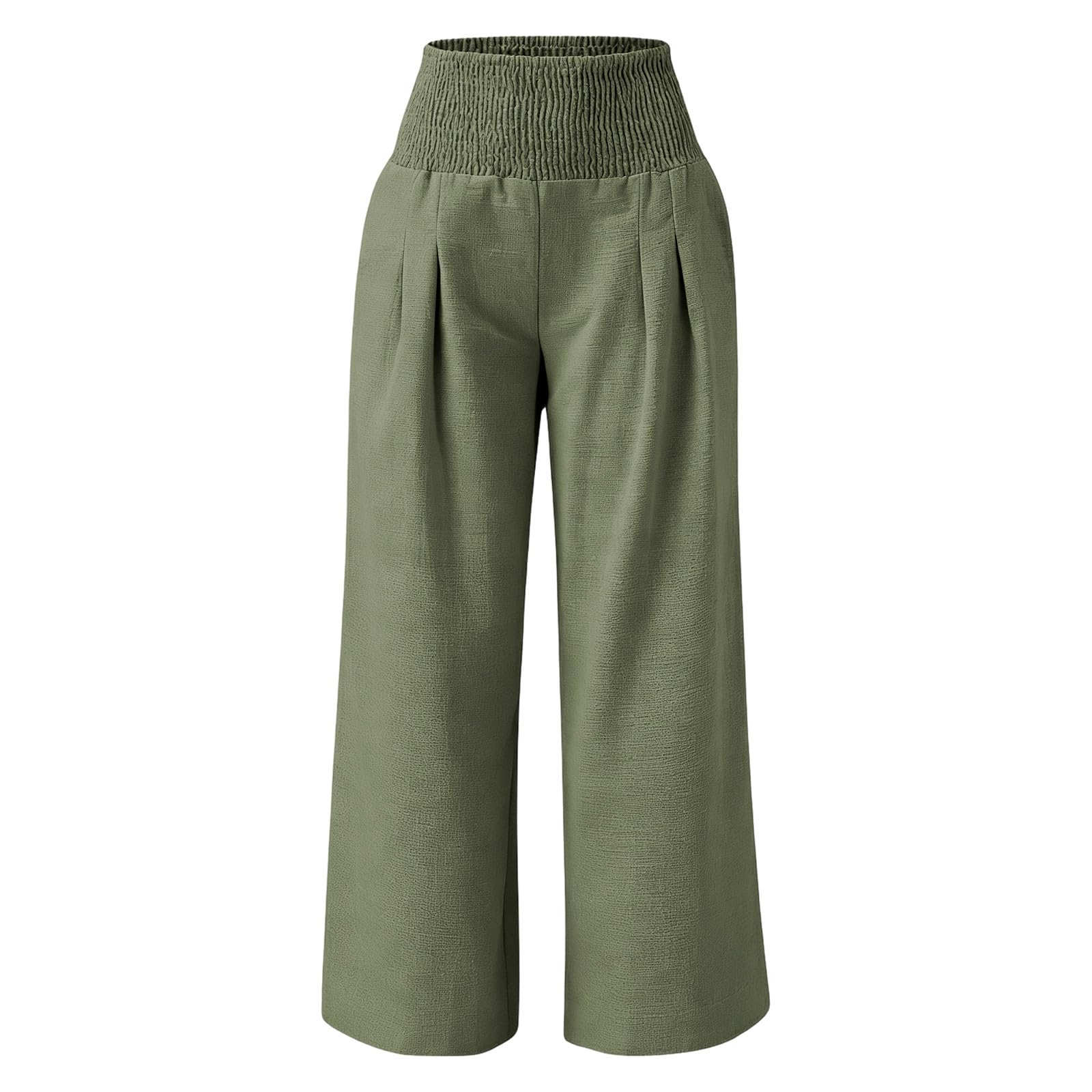 Pantalon Femme, Décontracté Pour, Taille Haute, Jambes Larges, Extensible, Couleur Unie, Avec Poches, Anti-taches Efficace