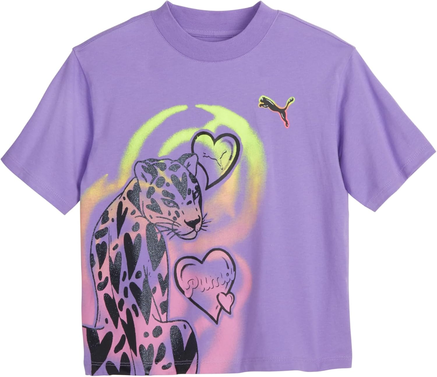 Puma Girls Short Sleeve T-Shirt, Fashion Prints & Colors, Soft and Comfortable