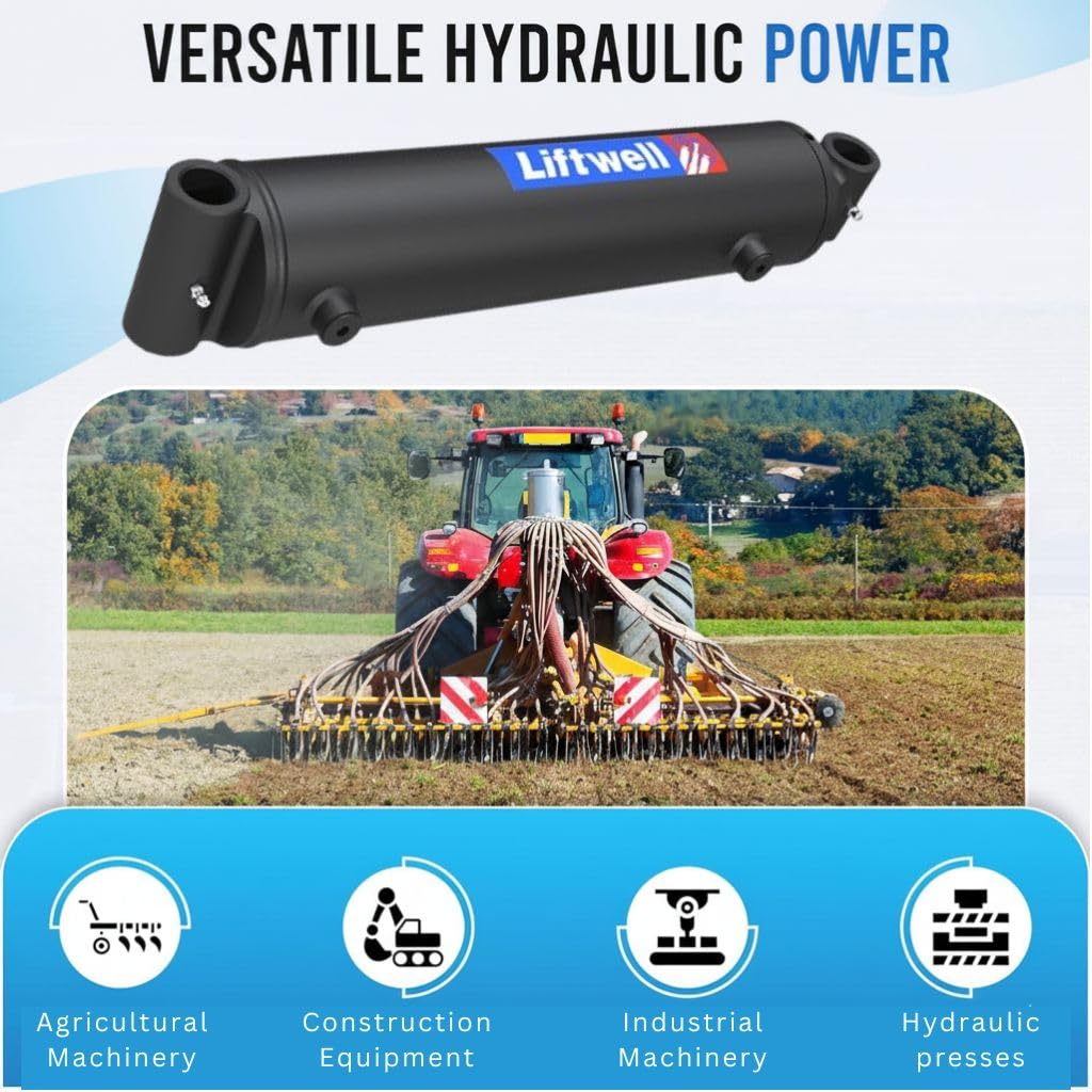 Liftwell Hydraulic Cylinder 2x6 - Double Acting Cross Tube Hydraulic Cylinder 2" Bore x 6" Stroke - 3000 PSI Welded Cylinder with SAE #6 Ports, Tractor Loader & Front-End Loader Replacement