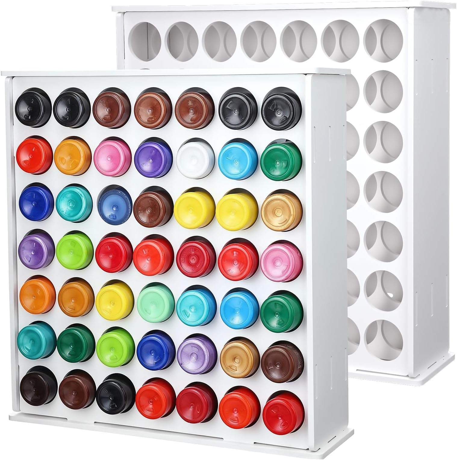2 Pack Paint Organizer, 49 Holes Acrylic Paint Organizer, Craft Storage and Apple Barrel Vertical Storage, for 2oz Craft Paints