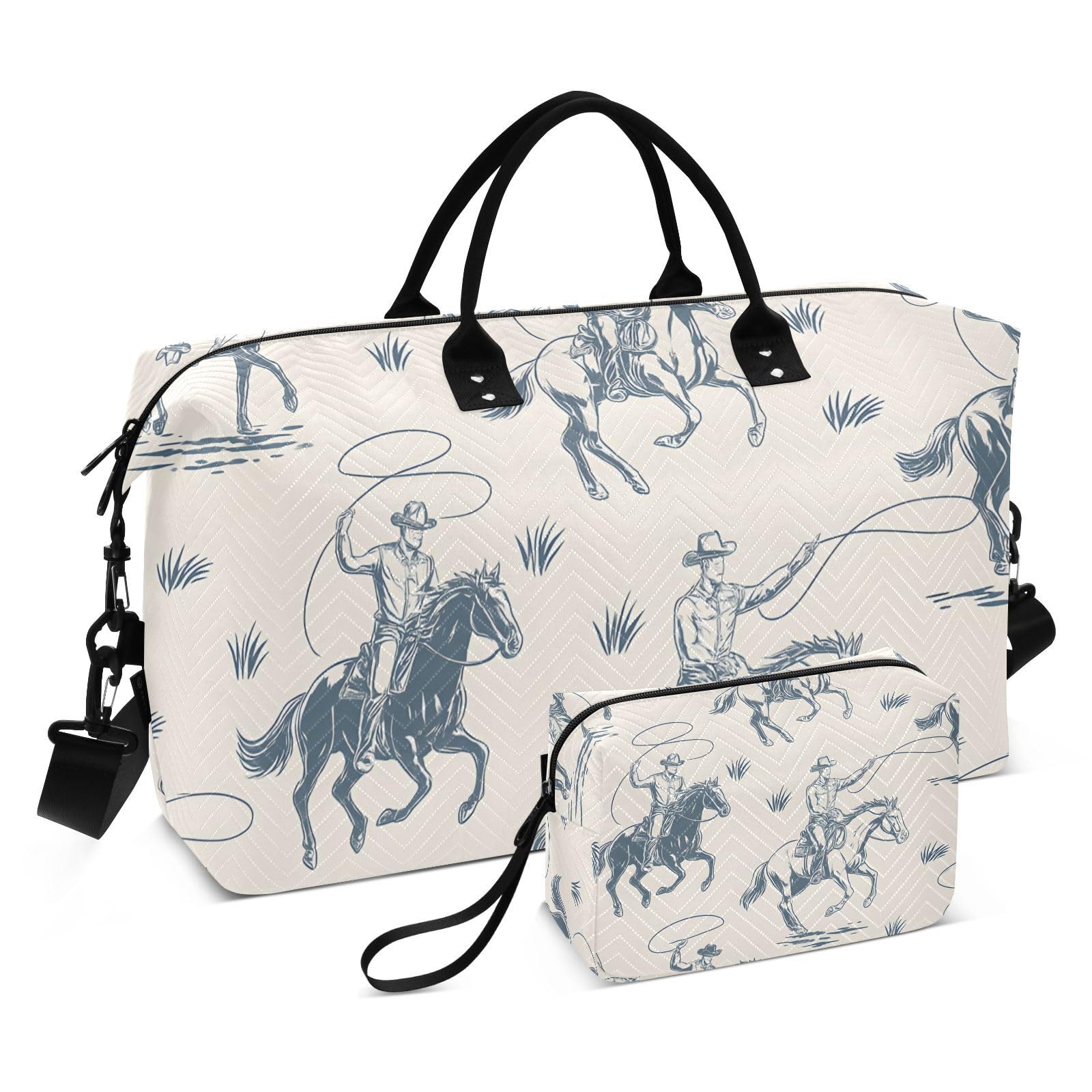 CEBUGI Man Cowboy Quilted Duffle Bag for Women Large Carry On Travel Weekend Bag Hospital Bags for Labor and Delivery