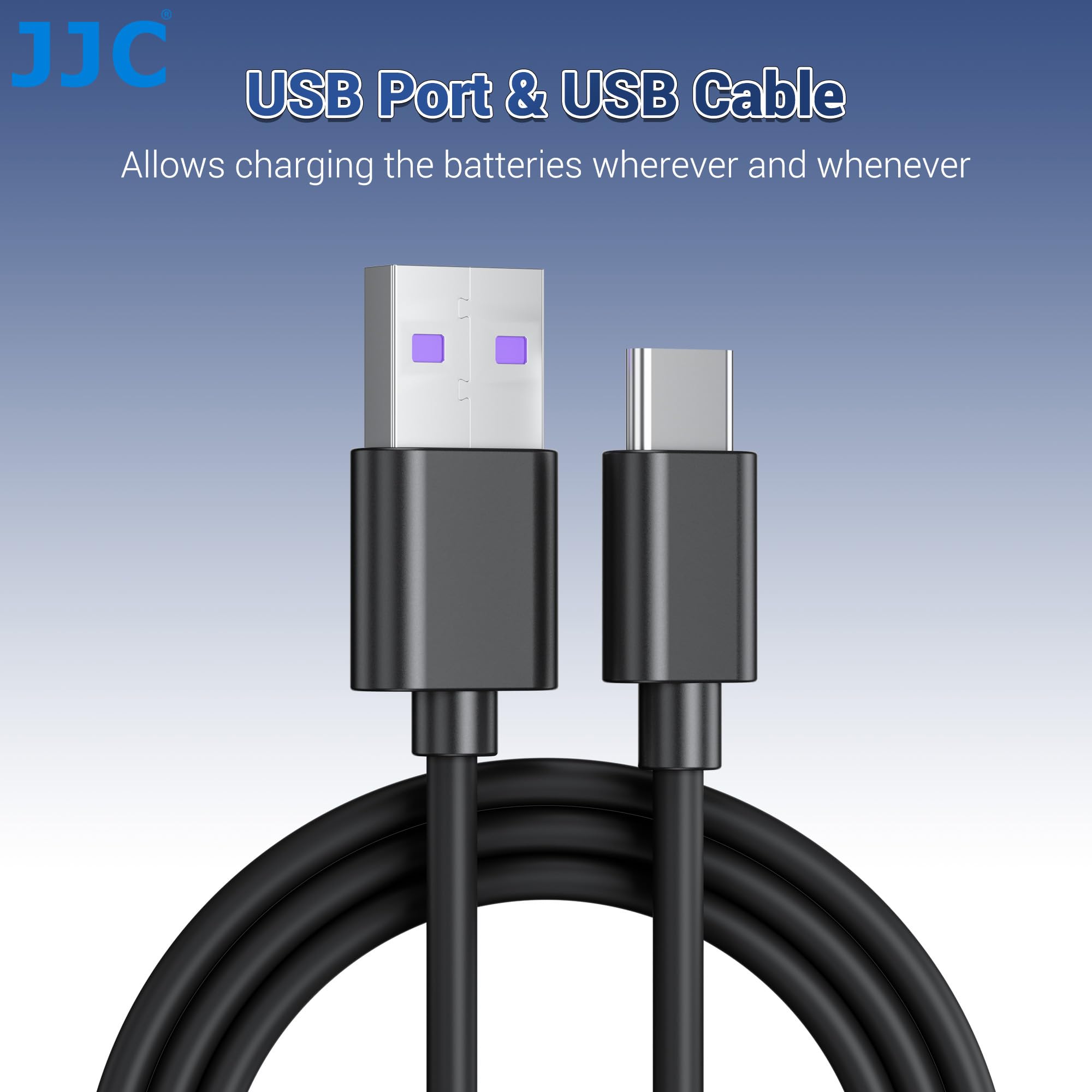 JJC Caricabatteria triplo USB-C compatibile con Ricoh GR IV, GR4, GRIV Camera, Caricabatteria + 1 cavo di ricarica Type-C per Rico DB-120