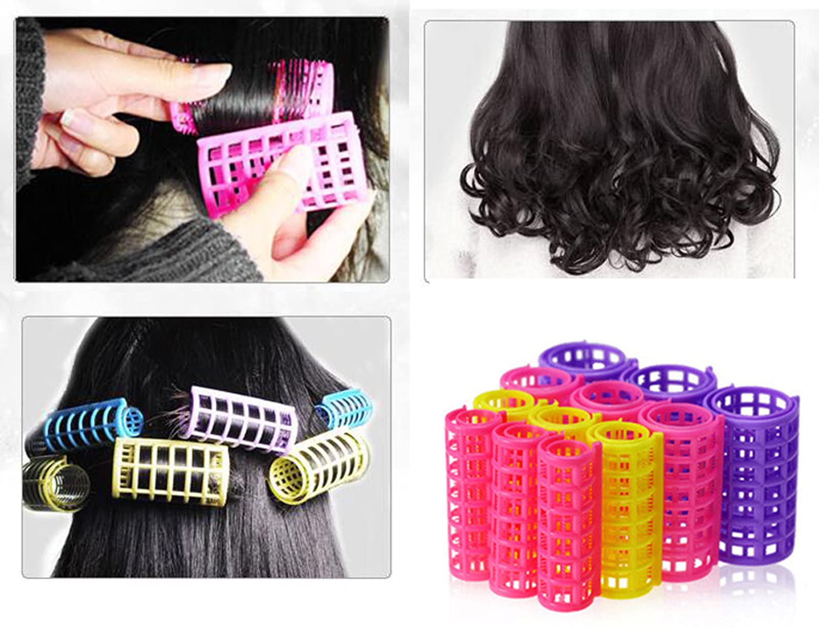 Plastic DIY Rollers Heatless Hair Curlers Hair Clips Styling Hairdressing for Long Hair (6 Pcs)