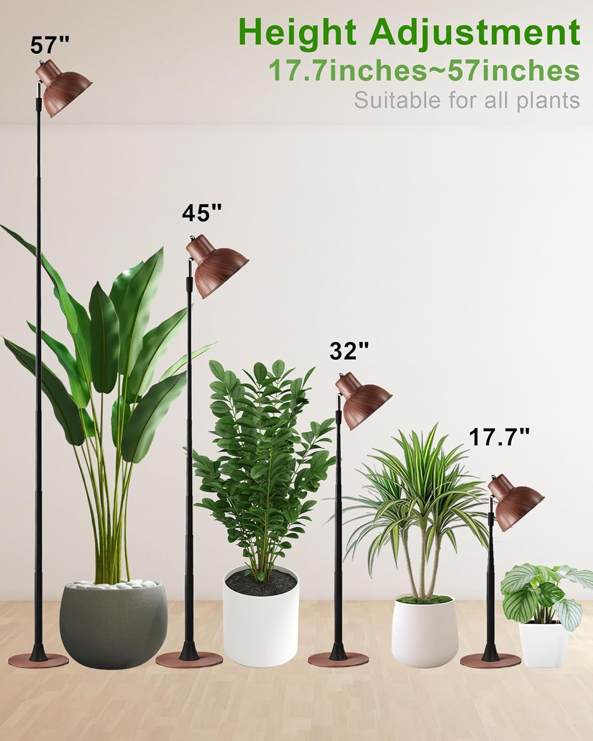 yadoker Plant Grow Light for Indoor Plant, Walnut Wood Grain LED Grow Light,Elevating Plant Lamp,Height Adjustable,Automatic Timer with 8/12/18Hours,10-Level Brightness,Ideal for Large Plant Grow