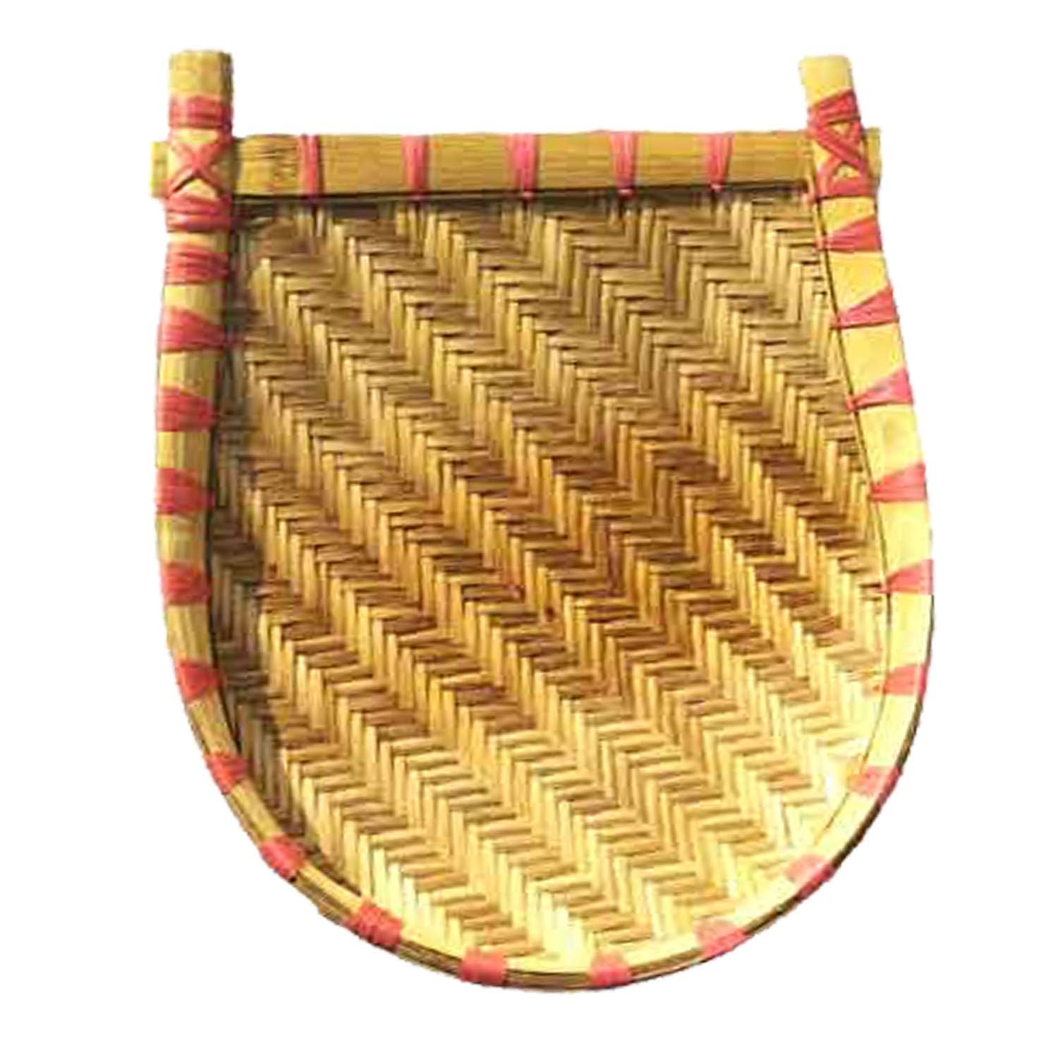 JOYNAGAR Bamboo Basket 15X12 Inch - Bengali Style Decorative Kula, Moram for Kitchen Storage, Bamboo Cane Tray, Natural Color Rice Stone Separator for Chhath Puja Samagri & Weddings