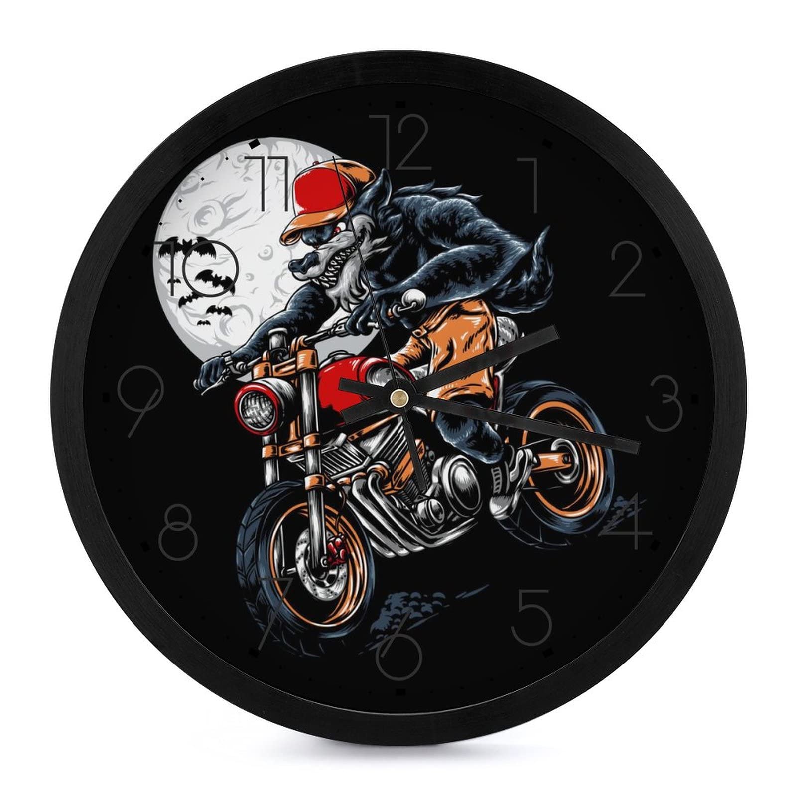 Pendule murale loup moto au mouvement silencieux continu pour une maison moderne