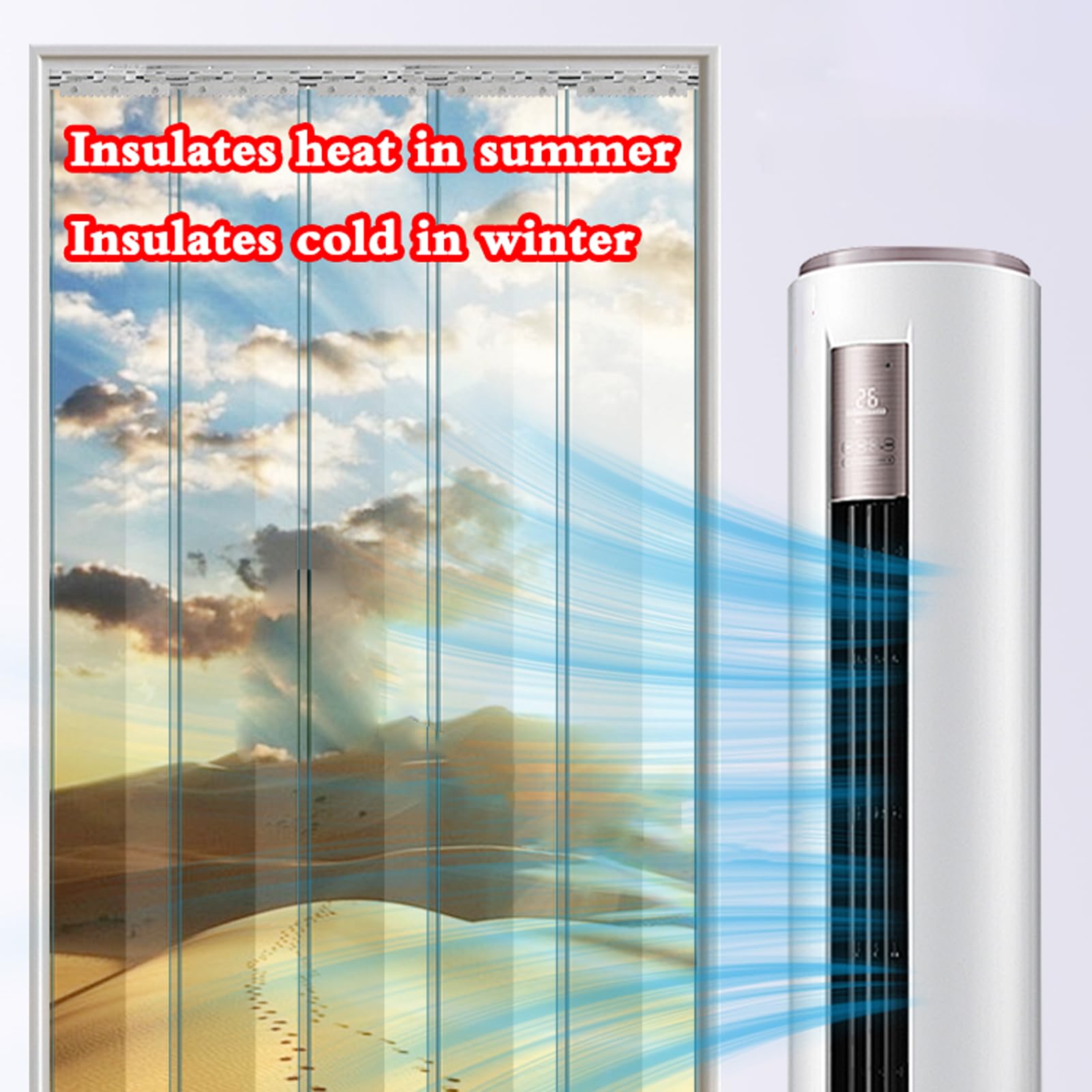 Kit de cortina de PVC para puerta de tiras de PVC transparente para cámaras frigoríficas, diferentes tamaños, grosor 2,1 mm (90 x 295 cm)