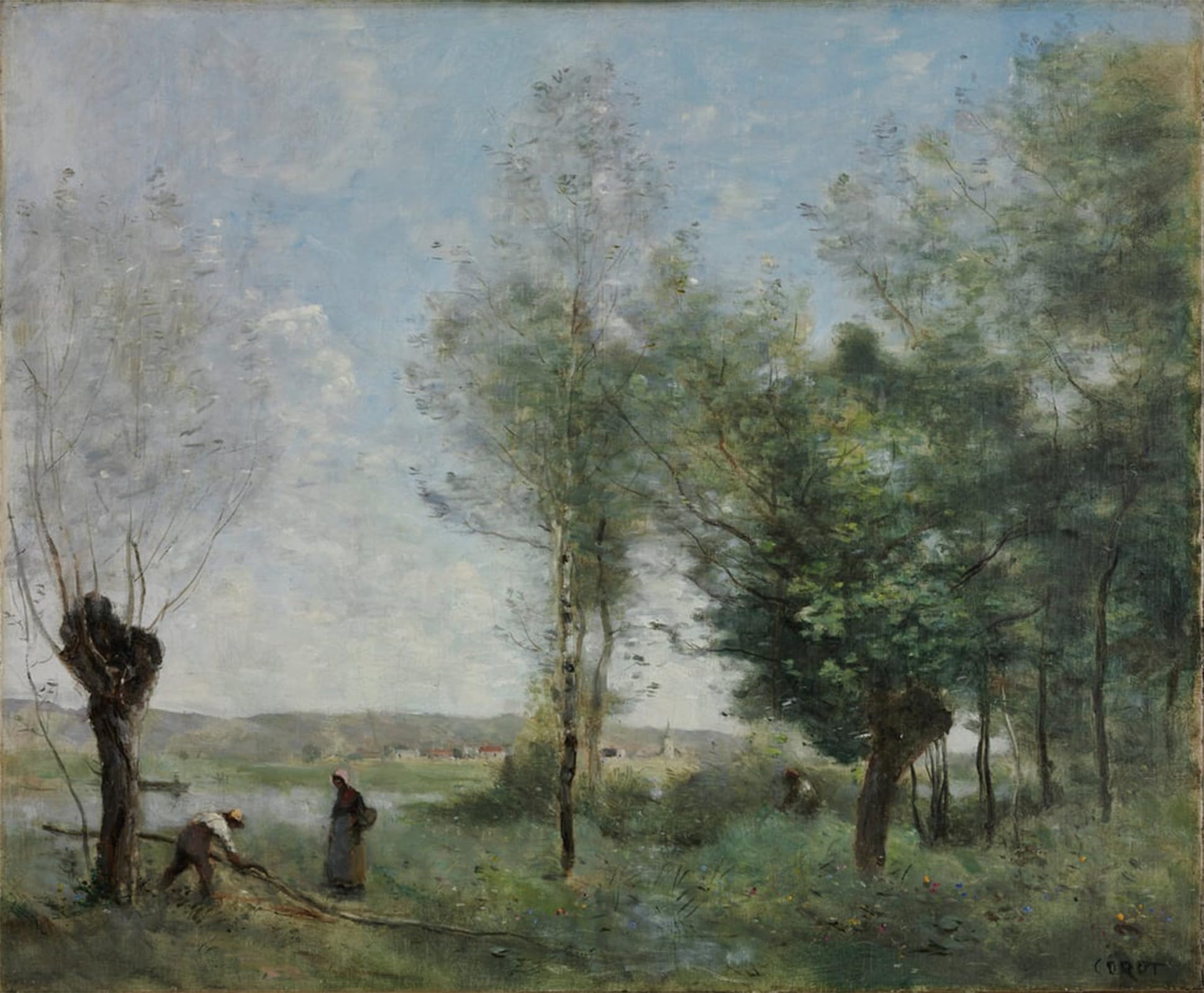 ARTXLXXBN Famous Painting Canvas Artwork Graffiti Print Memory of Coubron Peinture de Jean Baptiste Camille Corot by Jean Baptiste Camille Corot Portrait Canvas Image for Home Decor 60x90cm