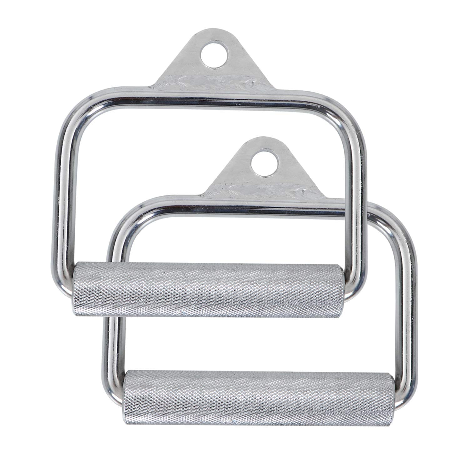 Trade LINE D Handle Gym with Textured Grips (Pair), Chrome Steel | Solid Steel D Handle, Silver Pack of 2 | Cable Cross D Handles-image-33