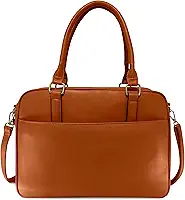 Bolsa Feminina para Notebook 15.6” Pasta Executiva Compacta Slim Couro Sintético 3 Compartimentos Alça Transversal Removível para Trabalho e Dia a Dia