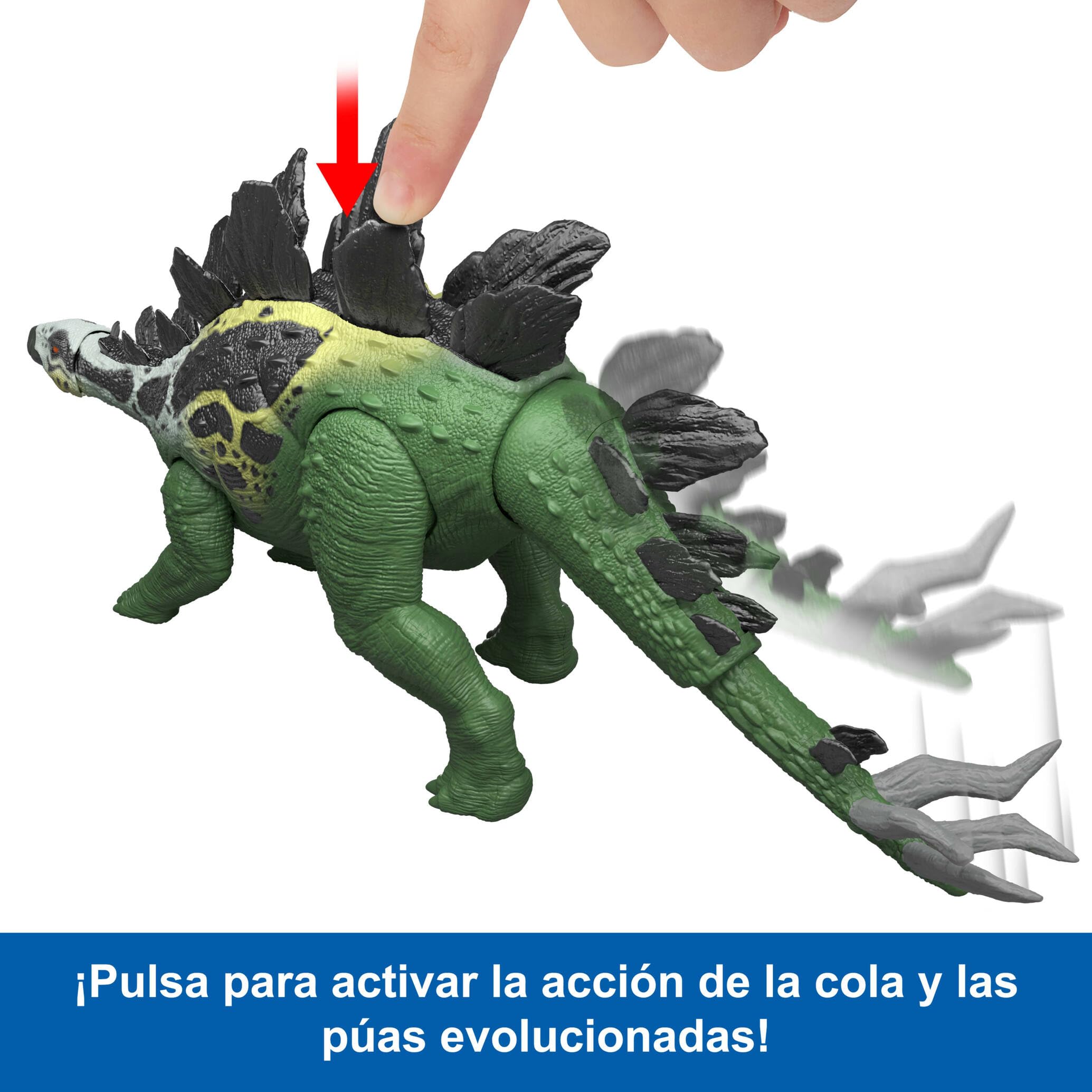 Mattel Jurassic World Grandes embestidas Estegosaurio Grande Juguete de Figura de Dinosaurio con 2 Funciones de Ataque y evolución, Juego Digital, JKL85