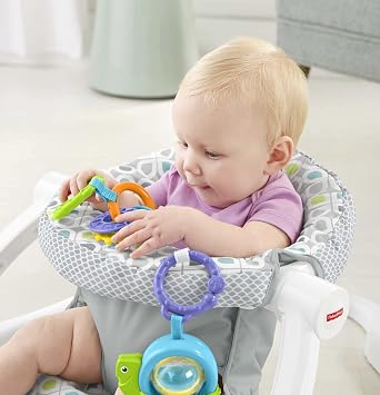 Fisher-Price Portable Baby Chair Sit-Me-Up Floor Seat with Newborn Activity Toys for Developmental Play & Honeydew Drop Machine Washable Pad