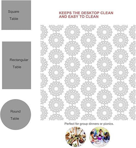 Miniatura 3 de White Mantel para Mesa Rectangular Geometry Lattice Line Modernpicnic Table Cloths for Christmas Parties 52 X 70 Inch