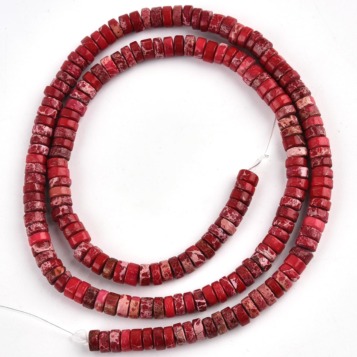 190pcs 4x2mm Red Natural Sea Sediment Imperial Jasper Heishi Disc Rondelle Spacer Stone Semi Precious Gemstone Loose Beads for Jewelry Making 15 Inch - Image 5