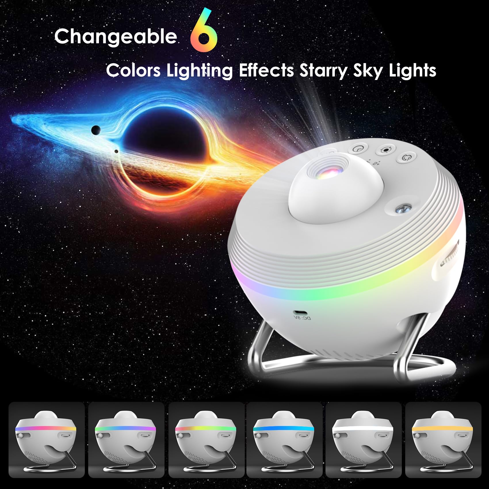 Elec3 Proiettore di stelle, luce notturna per camera da letto con 4K sostituibili 13 dischi Galaxy e 6 luce notturna, rotazione a 360 gradi, lampada proiettore nebulosa cielo stellato, luce notturna