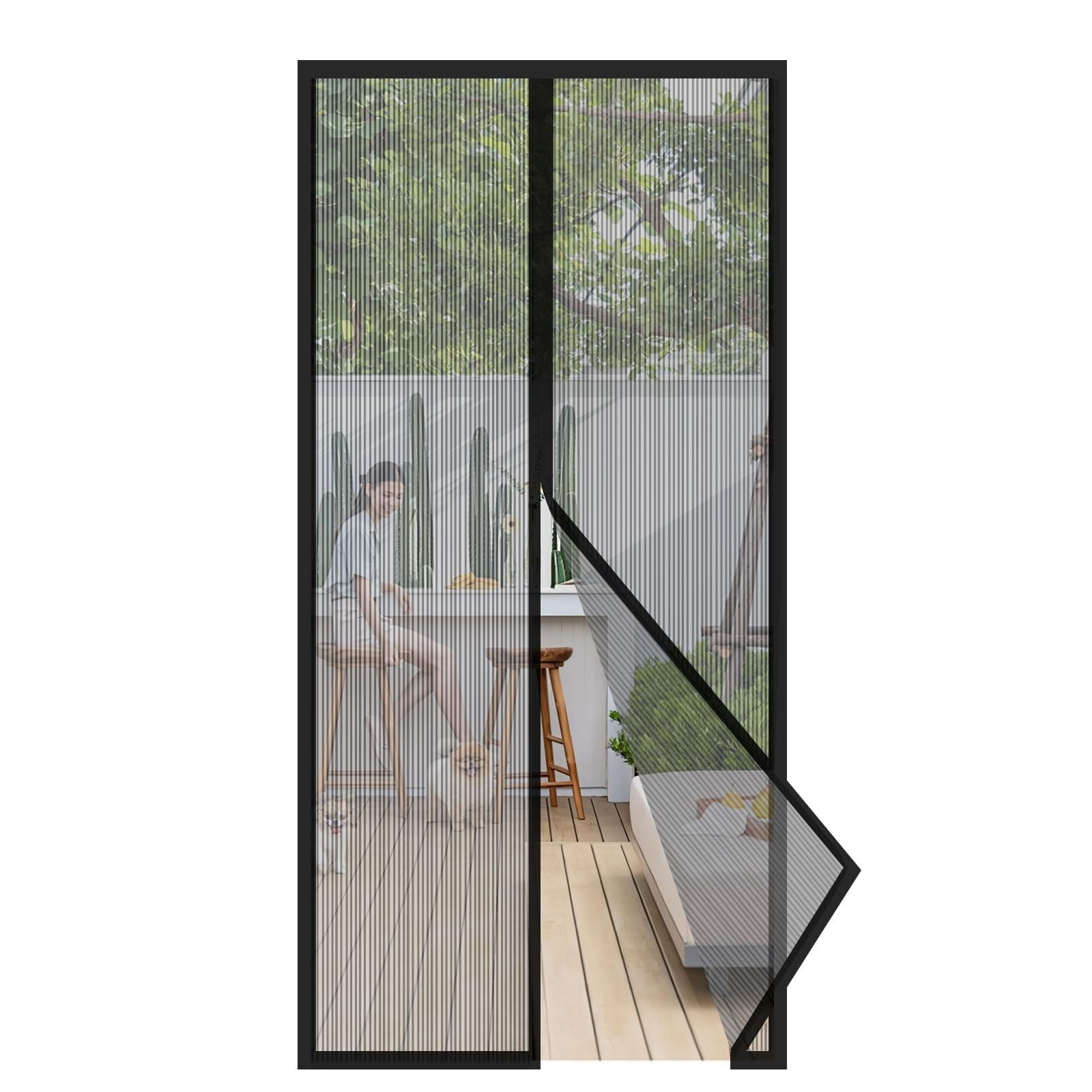 Sekey Magnetic Fly Screen Balcony Door, Insect Protection Door, 80 x 200 cm, No Drilling, Stronger Magnets Than Classic, Translucent, Tear-Resistant, Weatherproof, Durable, 4 cm Strap Top, Black