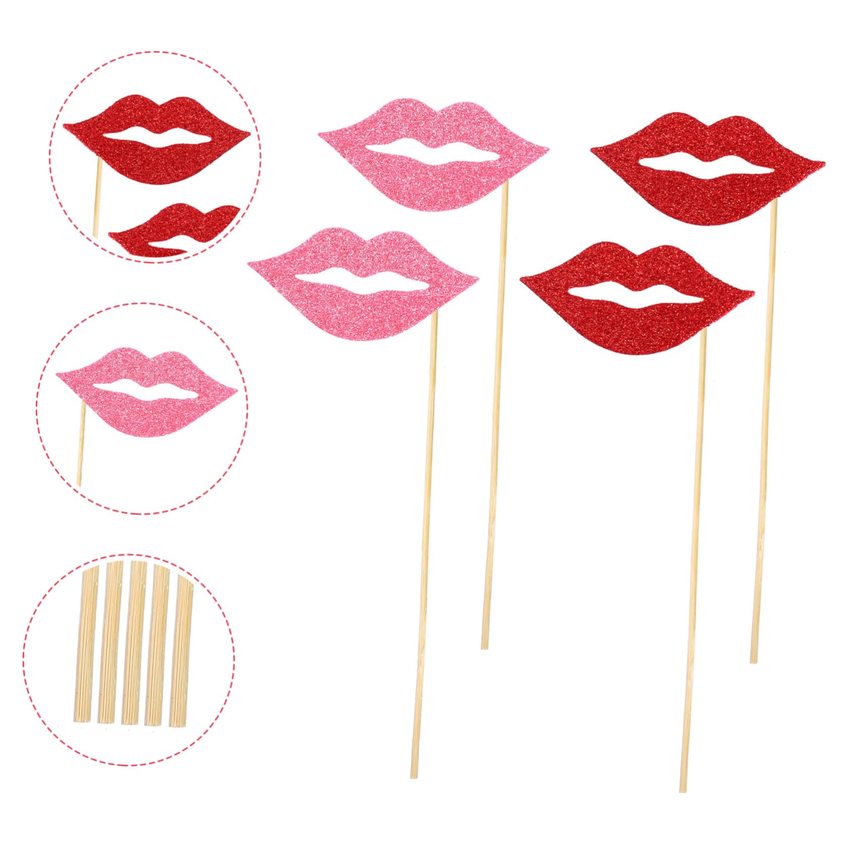 INOOMP 3 Sätze Teiliges Lustiges Lippen Foto Requisiten Mit Roten Und Pinken Party Selfie Props Für Hochzeit Geburtstag Kostümfest Familienfeier Geeignet 40 Stück * 3