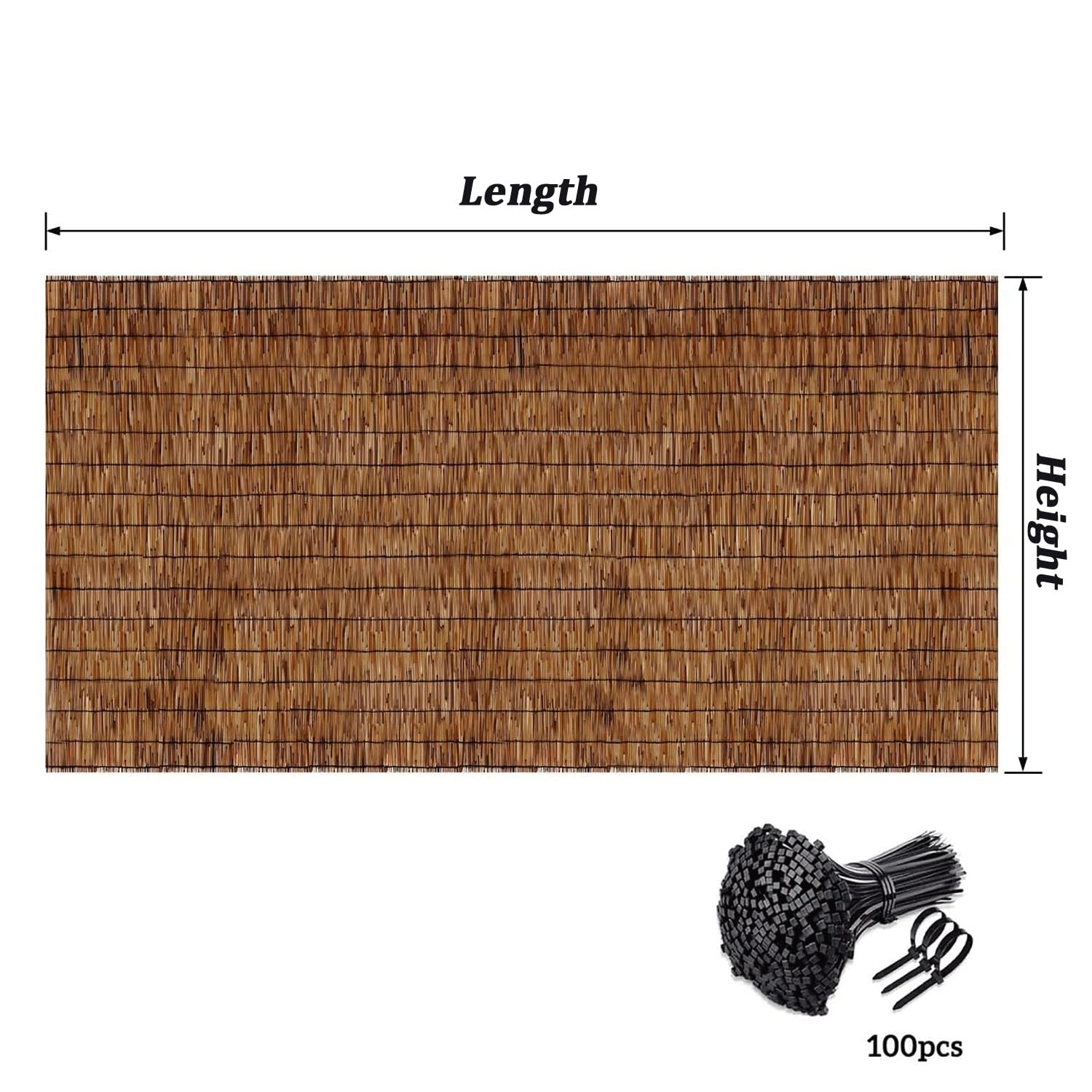 Bambusowy parawan ogrodzeniowy o wysokości od 0,6 m do 1,8 m wysokości, do ogrodu, na podwórko, patio, długość 183 cm x dł. 1000 cm, dekoracyjne rozwiązanie na zewnątrz