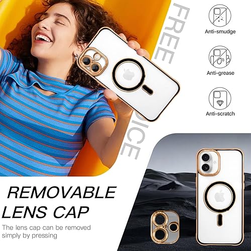 Vista 334 de Fiyart - Funda transparente magnética con purpurina para iPhone 12 para mujeres, con grabado "Love" metálico, protección para cámara y antigolpes