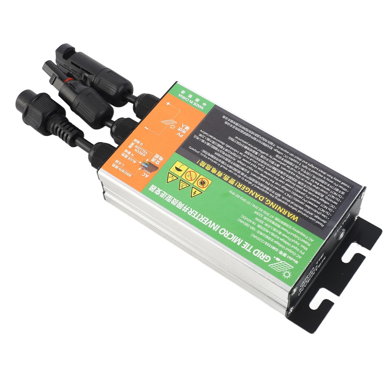 Inverter a Onda Sinusoidale Pura da 350 W, Inverter a Rete da 350 W in Lega di Alluminio AC 220 V con Protezione della Temperatura e della Tensione per la Produzione di Energia Fotovoltaica