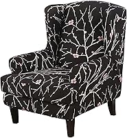 Vista 17 de ele ELEOPTION Funda elástica para sofá de 2 piezas, funda elástica para silla con respaldo de ala, funda protectora de muebles para sillas de Camel