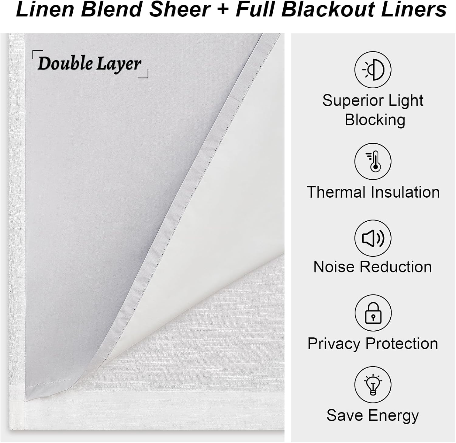 White Extra Long total Blackout Linen Curtains 108 Inches Long for Living Room Large Window with Hooks Rings,Pinch Pleated Soundproof Heat Blocking Window Drapes 2 Panels,Room Divider Curtains,9 FT