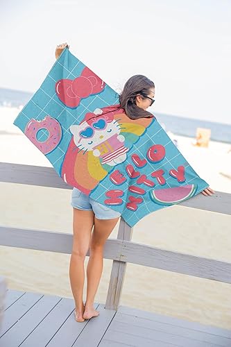 Miniatura 2 de Jay Franco Hello Kitty Rainbow - Toalla de playa para piscina y baño, súper suave y absorbente, 100% algodón, mide 28 x 58 pulgadas