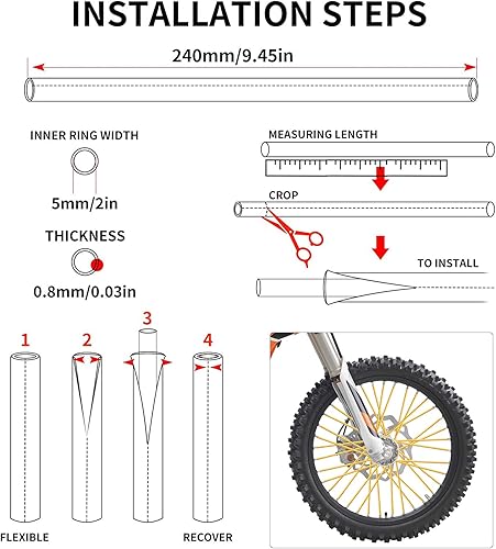 Miniatura 22 de PSLER 72 fundas de radios para decoración de tuberías para motocicleta, motocross, pit Dirt Bike Azul cielo