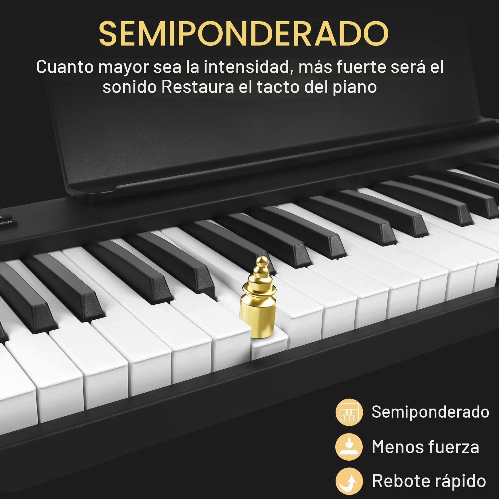 Teclado de piano plegable Kime, teclado eléctrico Piano 88 teclas Teclado plegable de piano digital semiponderado con pedal de sustain Bluetooth MIDI, cartera de música, bolsa de transporte