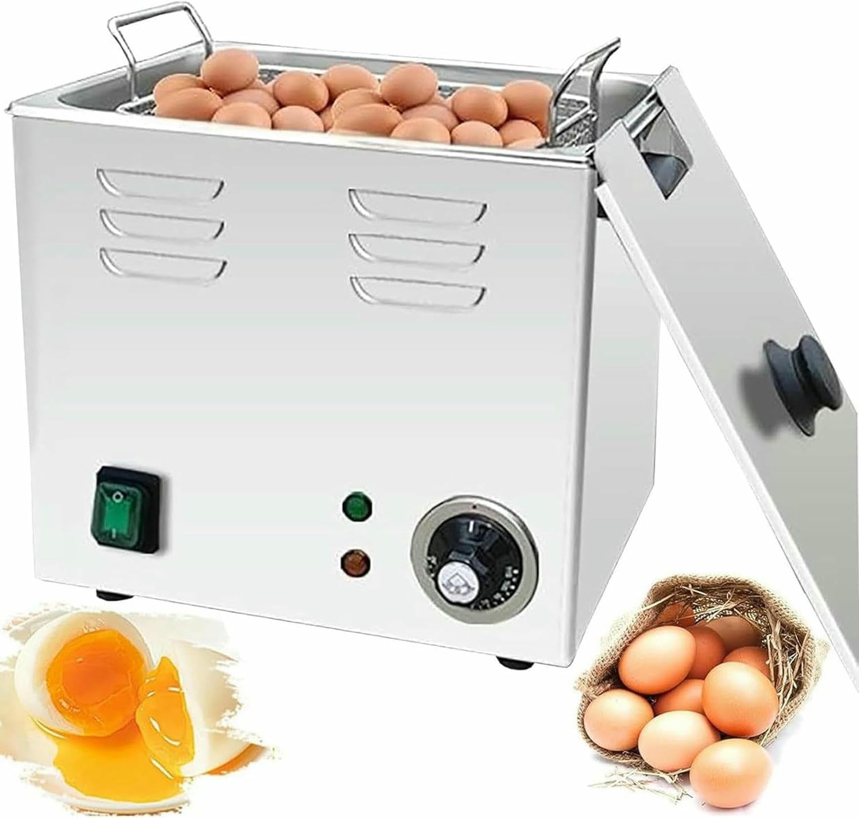 Hervidor de Huevos automático Comercial de 2600 W, hervidor de Huevos de Aguas tparar Huevos Semi-hervidos y pasados por Agua de Gran Capacidad con 50 Unidades, hervidor de Huevos eléctrico~/