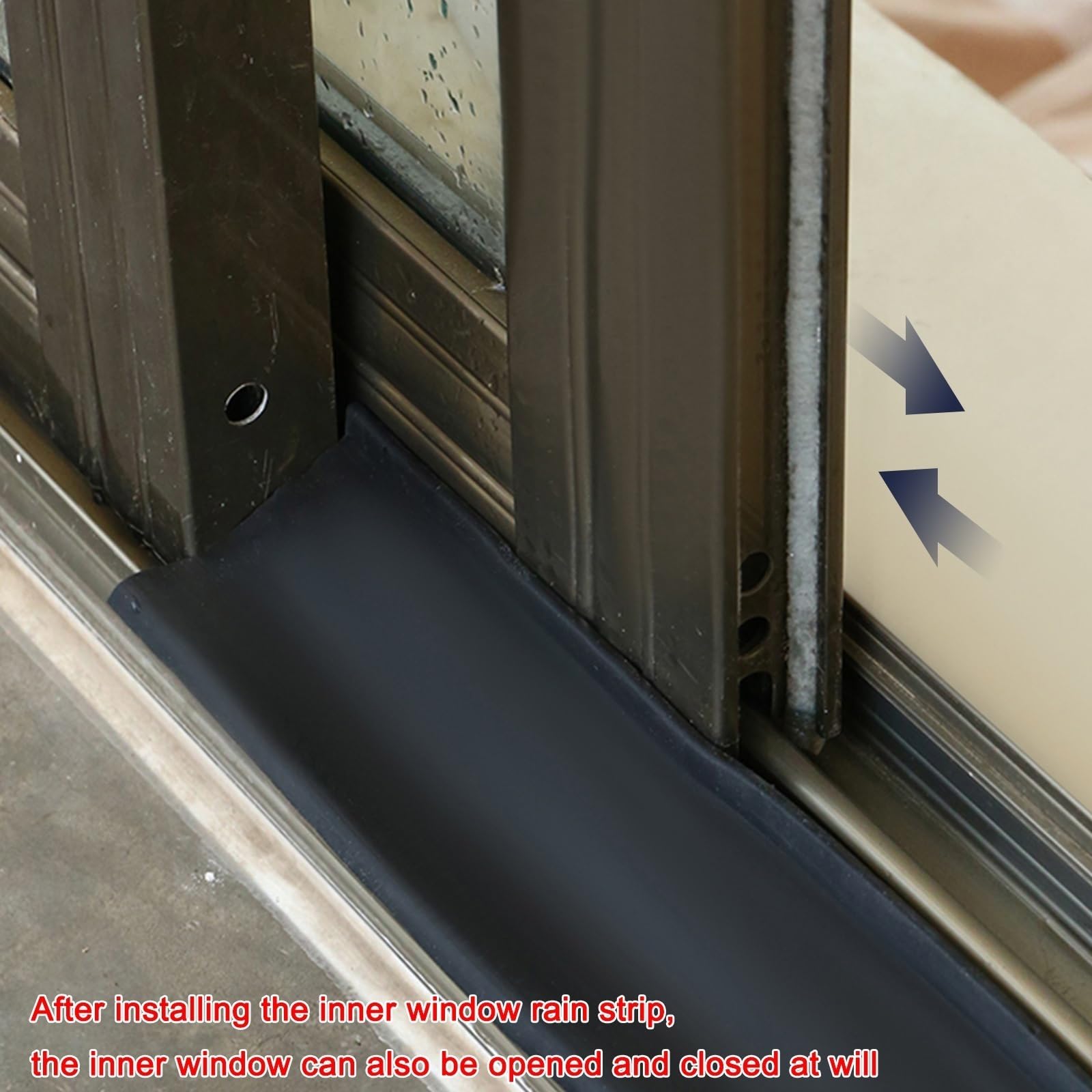 Negro Burlete Ventana Corredera Autoadhesiva, Tira De Sellado De Goma Autoadhesiva For Prevenir La Lluvia Y El Reflujo De Agua De Lluvia En Puertas Y Ventanas 1m-5m