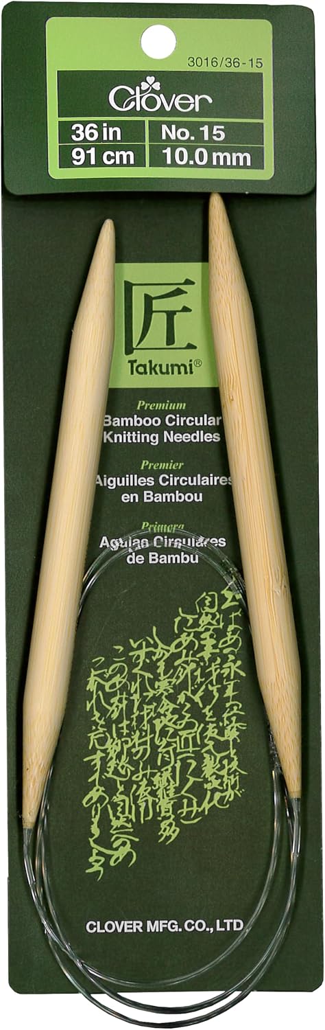 Clover 3016/36/08 Bamboo Knitting Needles, Brown, Wood