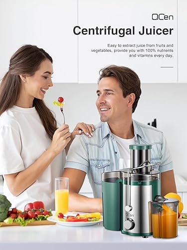 Miniatura 8 de Máquina exprimidora, extractor centrífugo de 800 W con boca ancha de 3 pulgadas, canal de alimentación para frutas y verduras, fácil de limpiar,