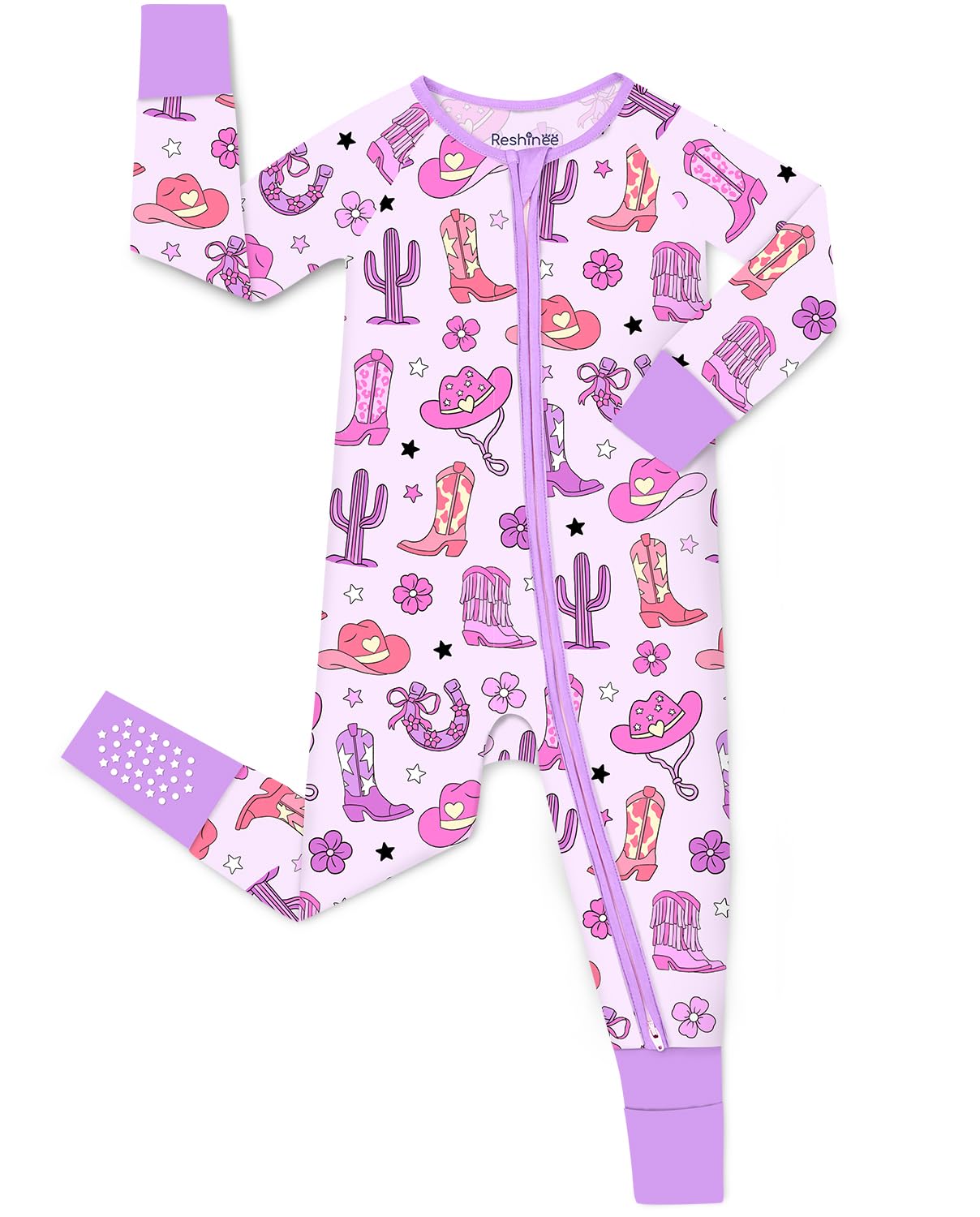 babee Reshinee Viscose Derived from Bamboo Baby Footie Pajamas Convertible Newborn Sleeper for Baby Girl Zipper Onesie 0-24M