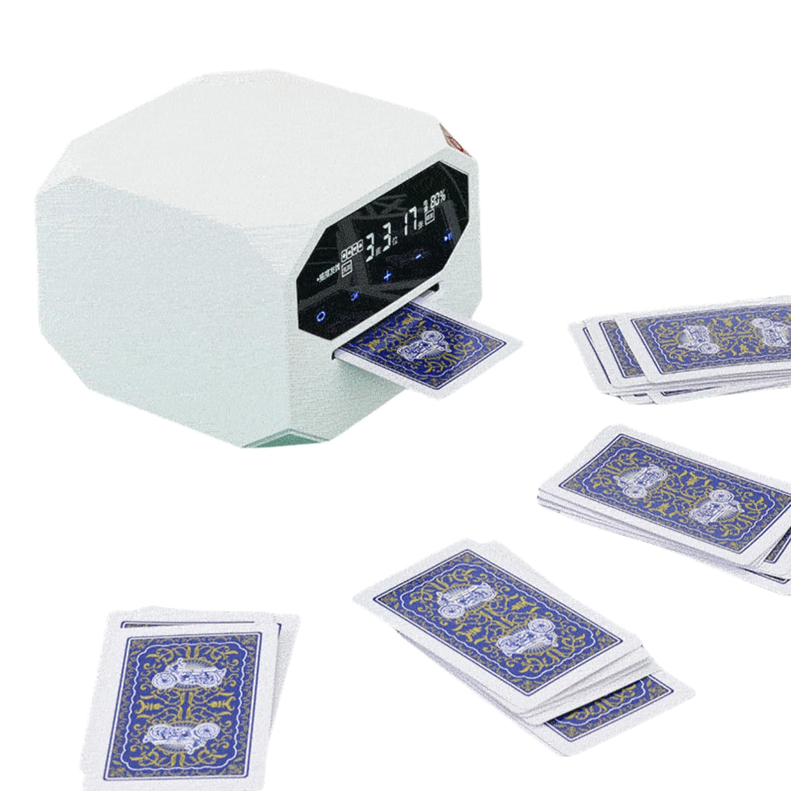 PUSOKEI Automatyczna Maszyna Dealera Karty, Maszyna Handlowa Karty Inteligentnej 1-2, 180 ° 360 ° Obrotowe i USB, Działanie Niskiego Hałasu na imprezę rodzinną (WHITE)